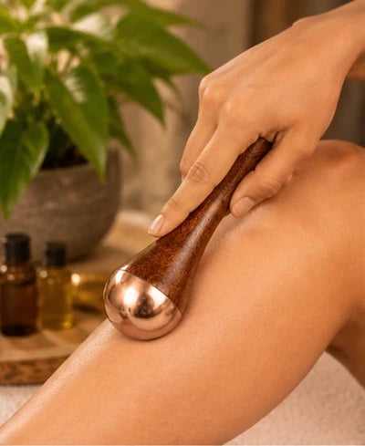 Wooden Handle Kansa Beauty Massager, Handcrafted Bronze Face And Neck Massage Tool, Face Lift Massage Tool