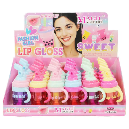 Wholesale Mini Tumbler Bubble Cup Lip Gloss - 24 Pcs