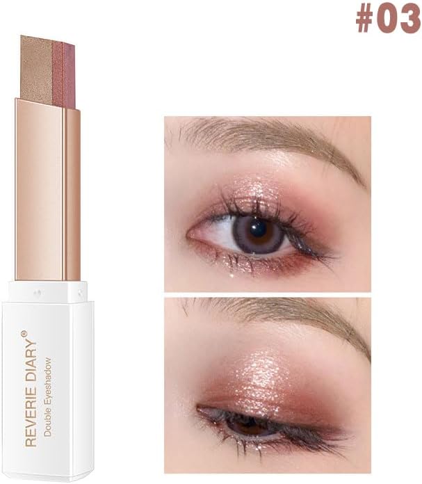 AIMALL Glitter Double Color Gradient Eyeshadow Stick Two Tone Eye Shadow Pen Cosmetics