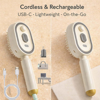 Hair Care Brush with Self-Cleaning, Anti-Static & Reduces Frizz (Beige)