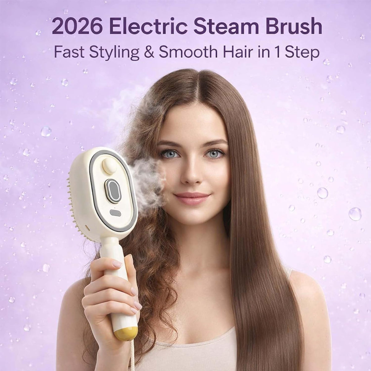 Hair Care Brush with Self-Cleaning, Anti-Static & Reduces Frizz (Beige)
