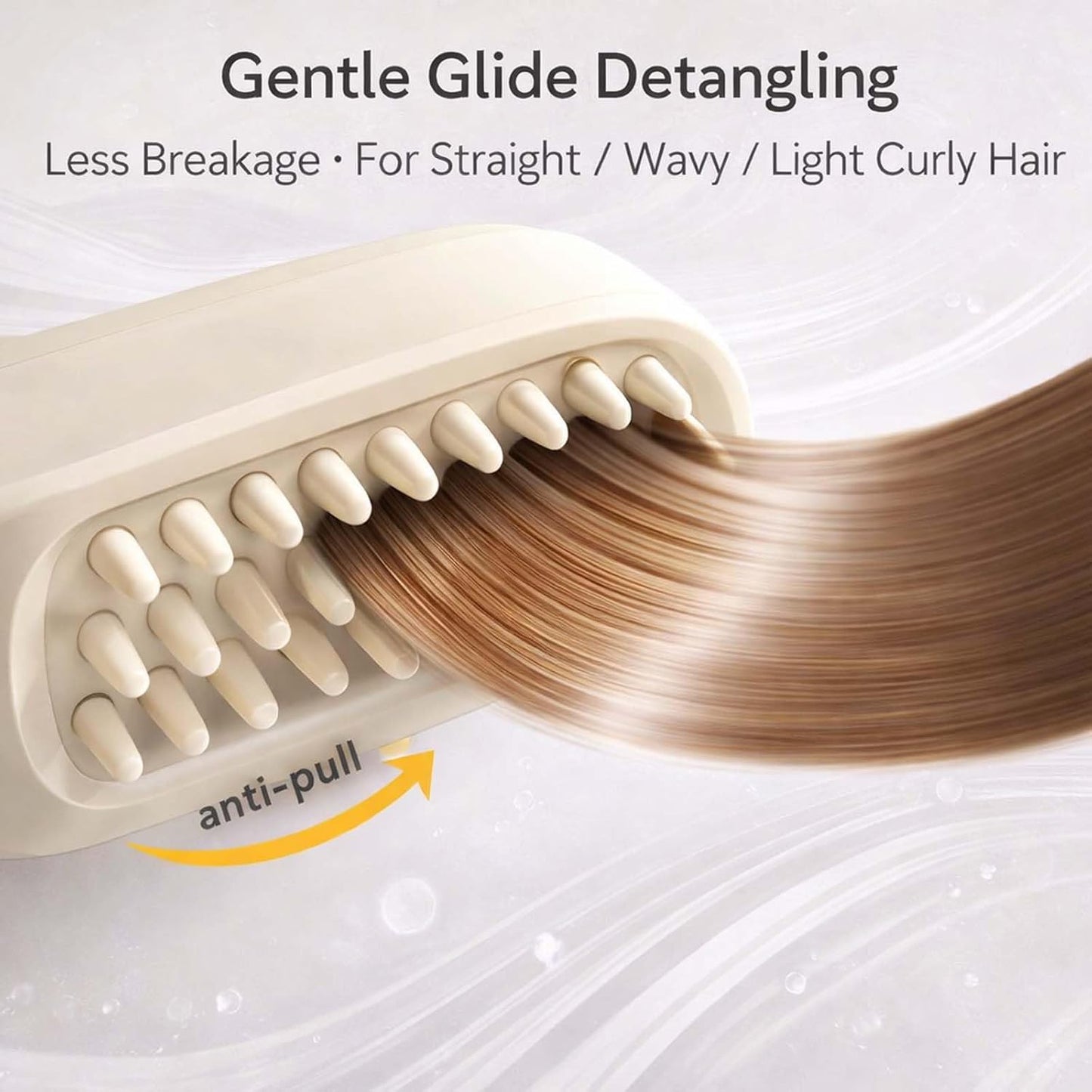 Hair Care Brush with Self-Cleaning, Anti-Static & Reduces Frizz (Beige)