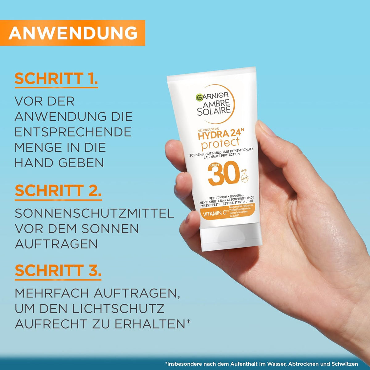 Garnier Ambre Solaire Hydra 24H Protect SPF50+ Very High Protection Hydrating Protection Lotion, 50ml