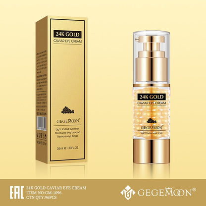 GEGEMOON 24K Gold Caviar Eye Cream 35ml, Hydrating Under Eye Moisturizer for Fine Lines, Wrinkles & Eye Bags