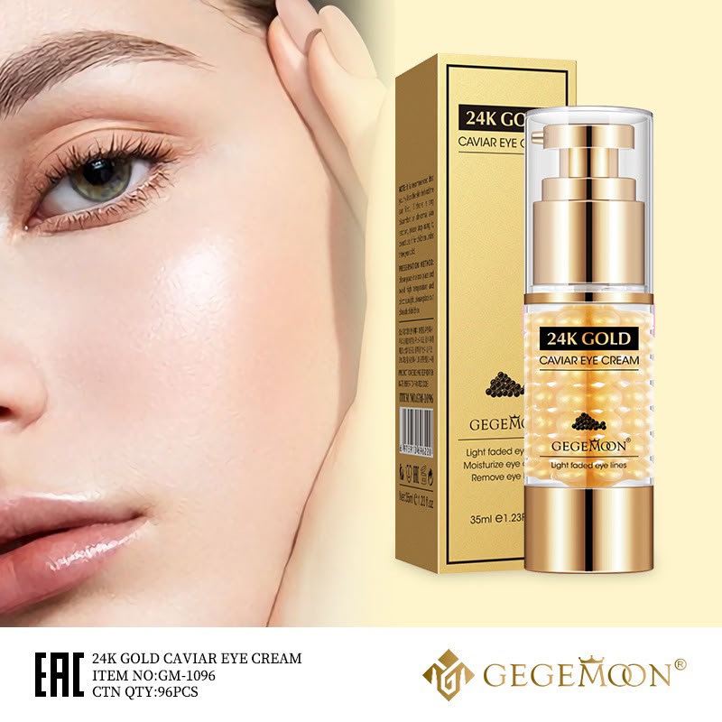 GEGEMOON 24K Gold Caviar Eye Cream 35ml, Hydrating Under Eye Moisturizer for Fine Lines, Wrinkles & Eye Bags