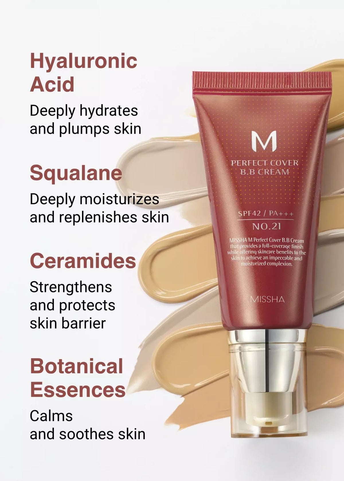 MISSHA M Perfect Cover BB Cream SPF 42 PA+++ – No. 21 Light Beige, 50ml
